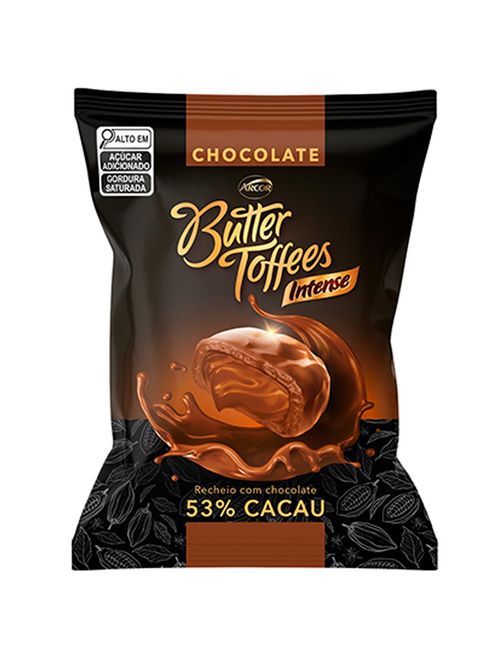 Bala Butter Toffees Intense 53% Cacau Recheio Chocolate 400g - Arcor