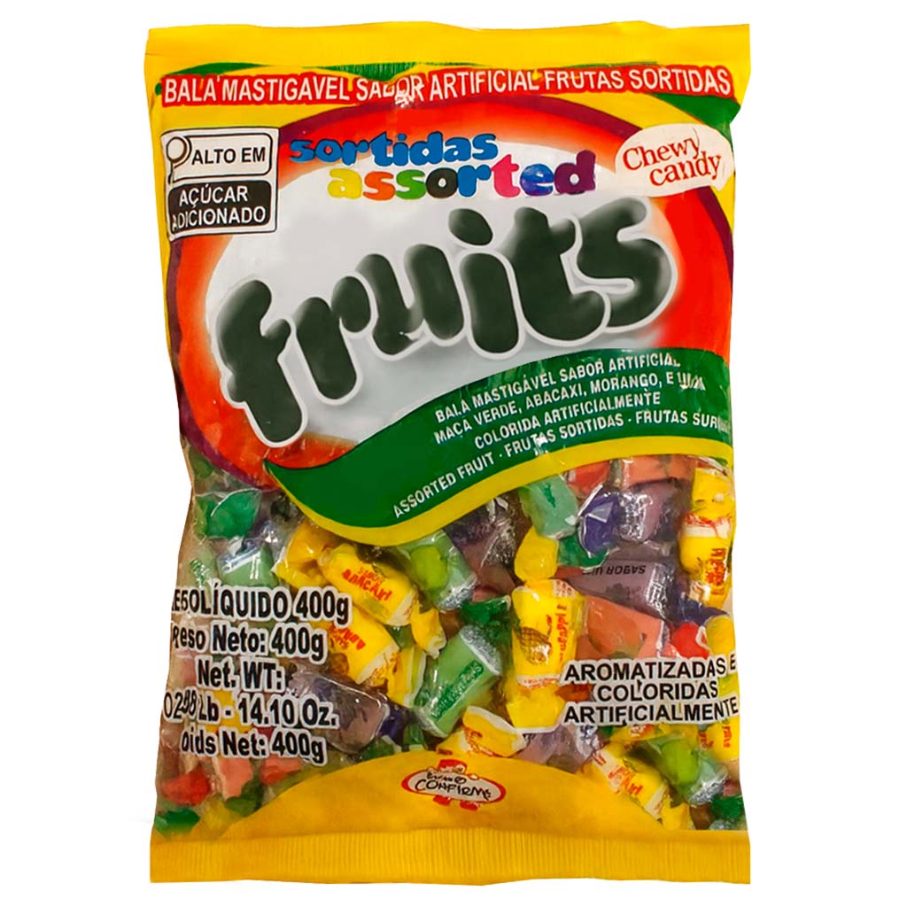 Bala Mastigável Frutas Sortidas Fruits 400g - Confirma