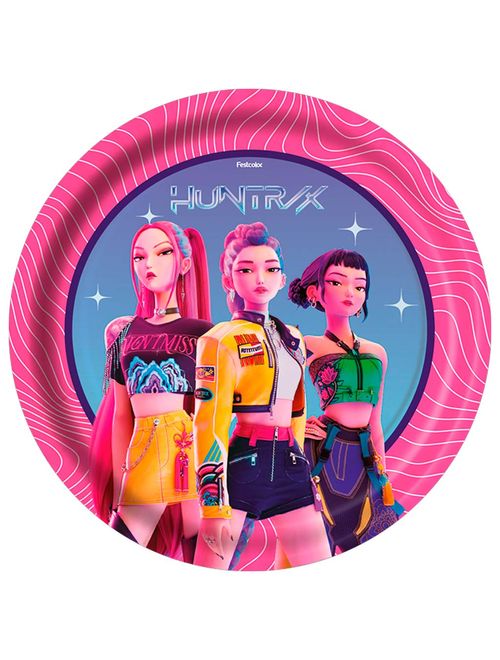 Guerreiras do K-Pop Prato Redondo Papel 18cm c/8 - Festcolor