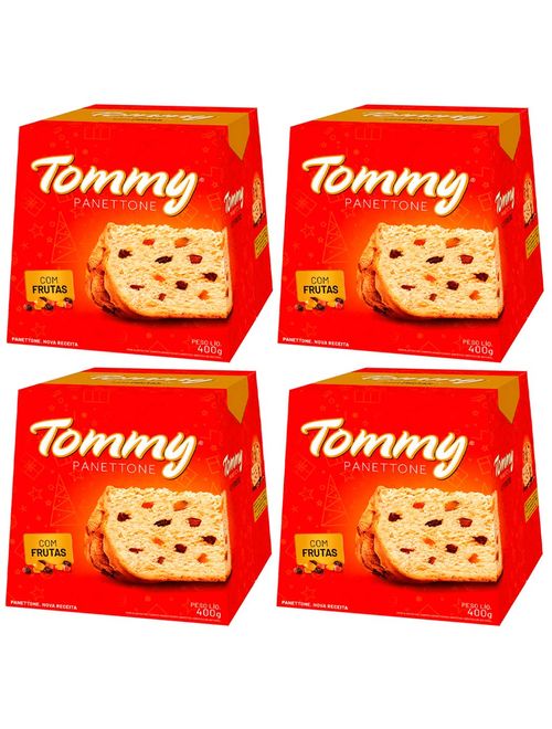 Kit com 4 Panettone Frutas 400g - Tommy