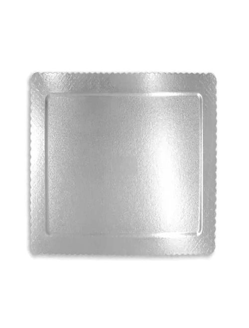 Prato Plano Cake Board Prata Quadrado 24cm - Ultrafest