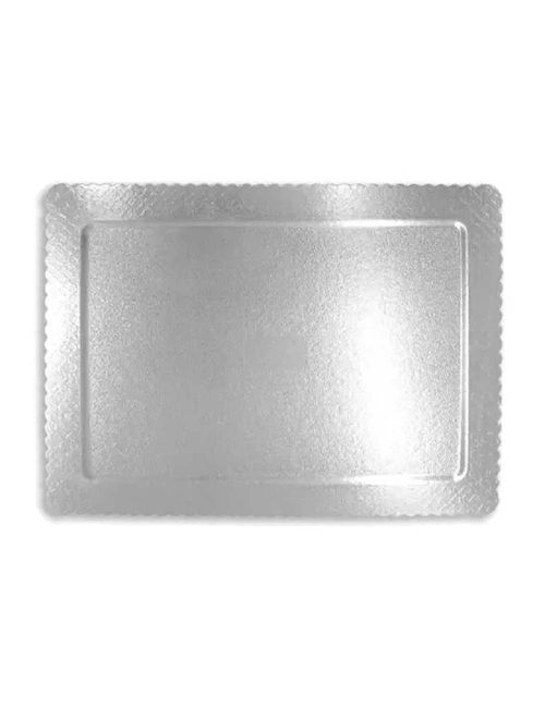 Prato Plano Cake Board Prata Retangular 35x20cm - Ultrafest