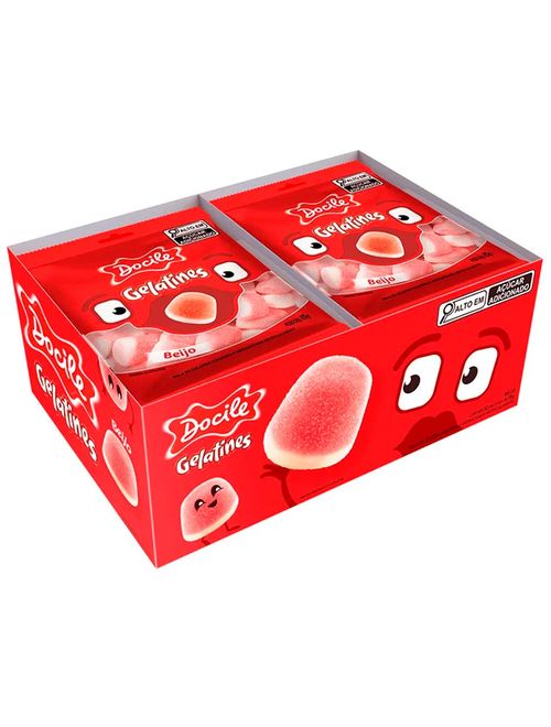 Mini Bala de Gelatina Beijos Gelatines 15g c/12 - Docile