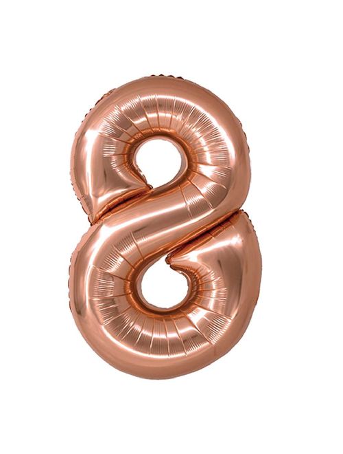 Balão Metalizado Rosê Gold 80cm Número 8 - Silver Festas