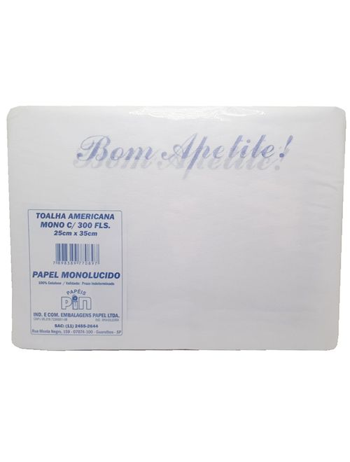 Toalha Americana Bom Apetite Mono/Branca C/300 - Papéis Pin