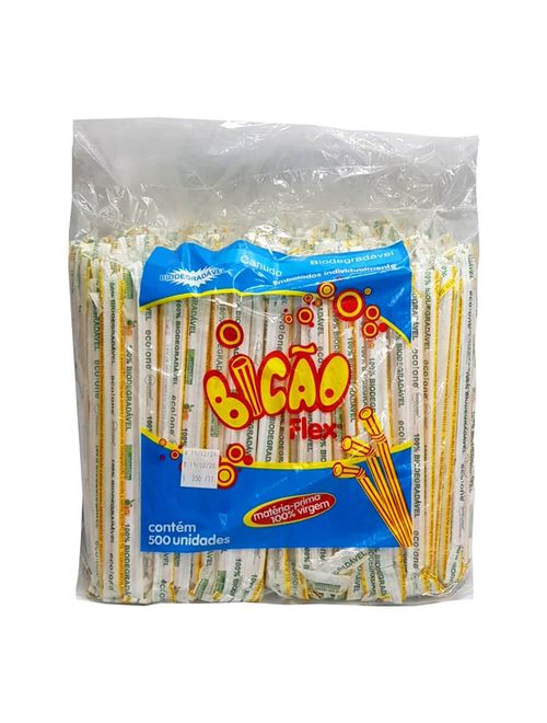 Canudo Plástico Biodegradável Sanfonado Embalado c/500 - Bicão