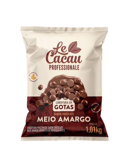 Gotas de Chocolate Fracionado Meio Amargo 1,01kg - Le Cacau