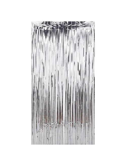 Cortina Decorativa Metalizada Prata 100x200cm Un - Silver Plastic