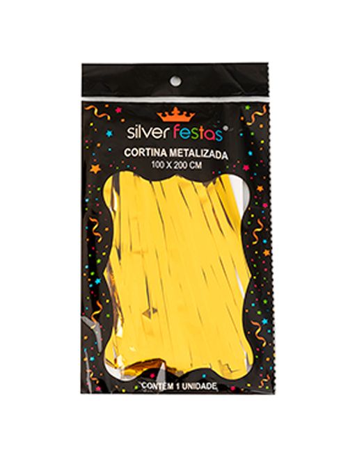Cortina Decorativa Metalizada Dourada 100x200cm Un - Silver Plastic