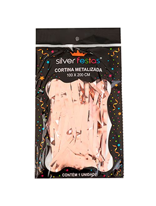 Cortina Decorativa Metalizada Rosê Gold 100x200cm Un - Silver Plastic