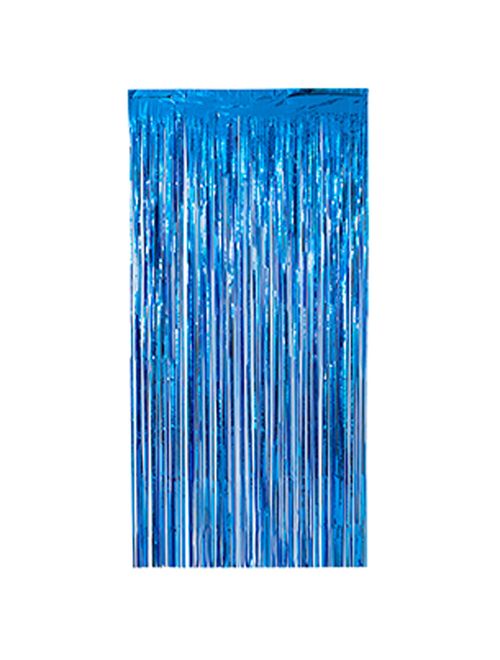 Cortina Decorativa Metalizada Azul 100x200cm Un - Silver Plastic