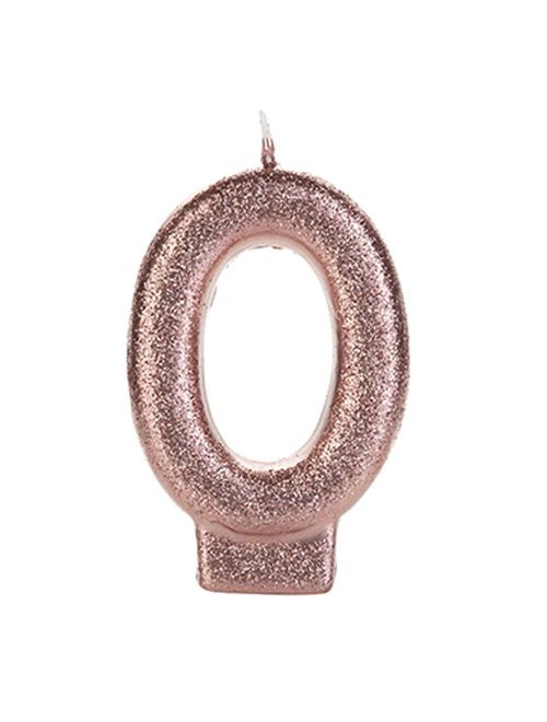 Vela de Aniversário Glitter Rose Gold Nº 0 - Silver Festas