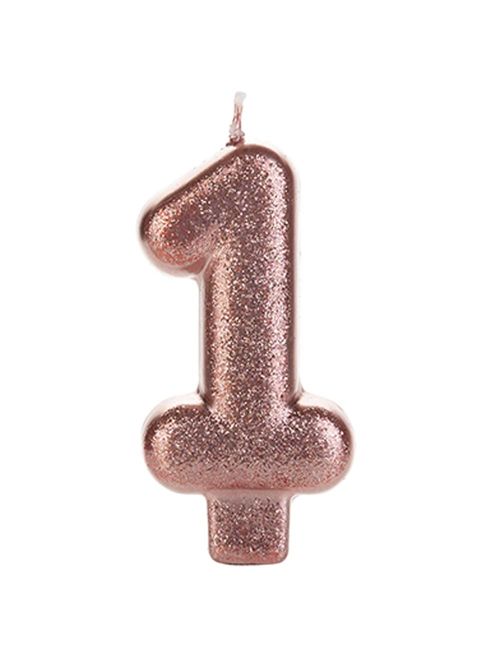 Vela de Aniversário Glitter Rose Gold Nº 1 - Silver Festas