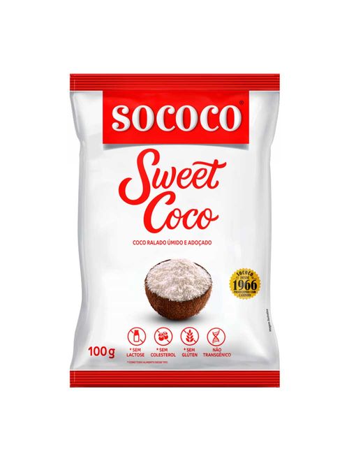 Coco Ralado Adoçado Úmido Sweet Coco 100g - Sococo