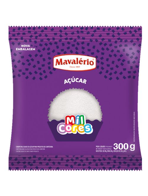 Açúcar Cristal Branco Mil Cores 300g - Mavalério