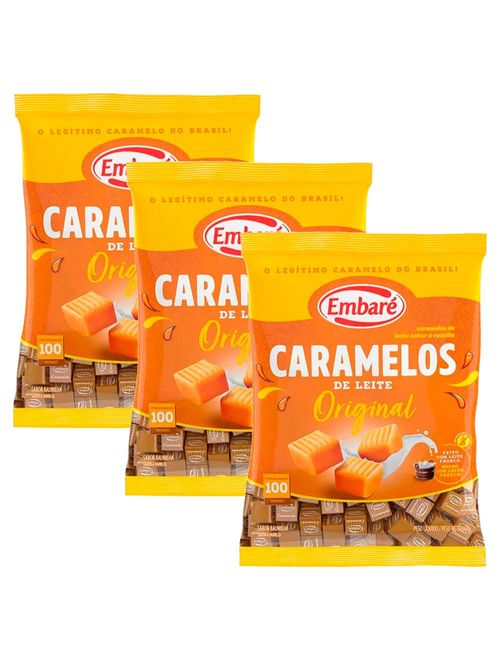 Kit 3 Balas de Caramelo Leite 660g - Embaré