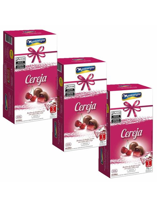 Kit 3 Caixas Bombom Cereja Picada ao Licor 55g - Montevergine