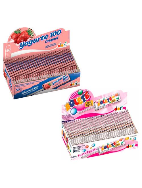 Kit 1 Pirulito Mastigável Yogurte 100 + 1 Pirulito Mastigável Bolete