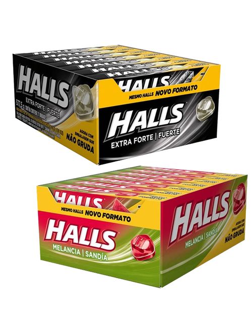 Kit com 2 Caixas Halls c/21 - 1 Extra Forte + 1 Melancia - Adams