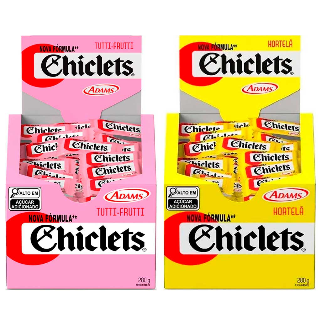 Kit Chiclete Chiclets Hortelã + Tutti Frutti - Adams - Doce Malu