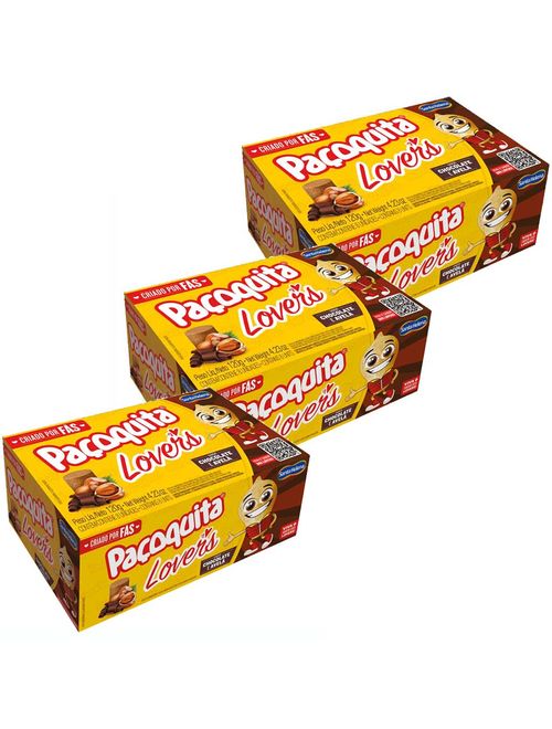 Kit com 3 Paçoquita Lovers Chocolate e Avelã c/8 - Santa Helena