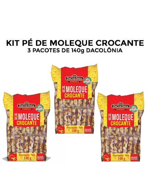 Kit com 3un de Pé de Moleque Mini 140g - Dacolônia