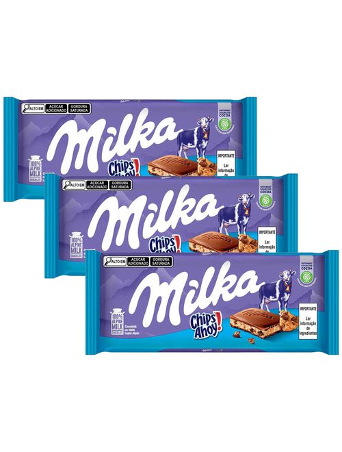 Kit 3 Tabletes de Chocolate Chips Ahoy 100g - Milka