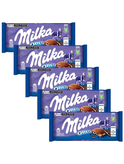 Kit 5 Tabletes de Chocolate Oreo Biscoito 100g - Milka