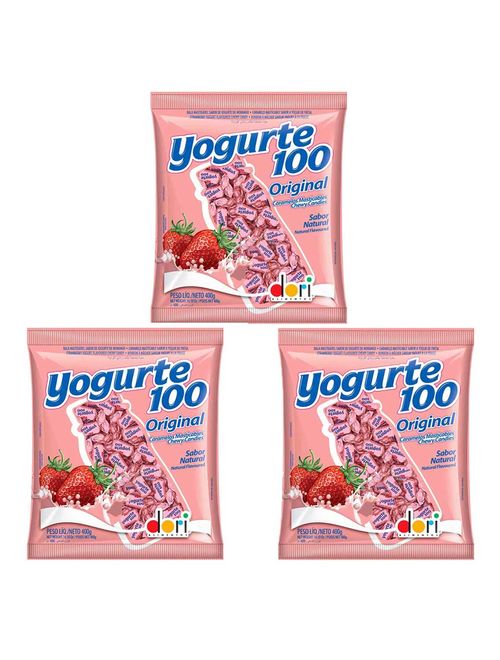 Kit 3 Balas Yogurte 100 Original 400g - Dori