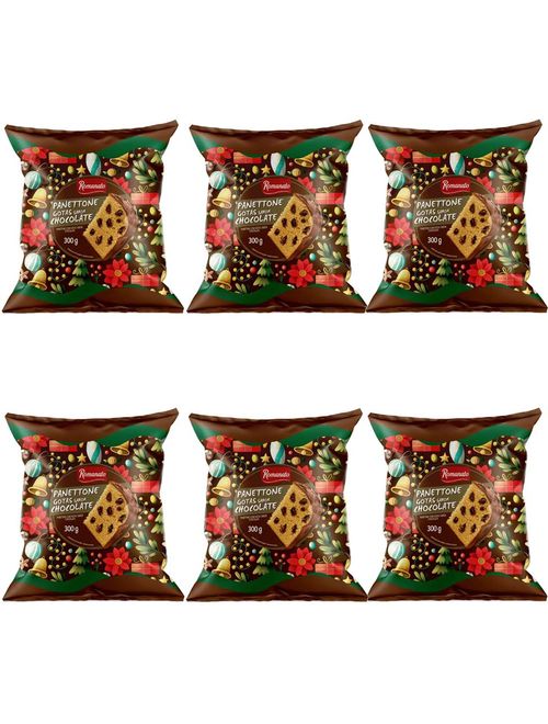 Kit com 6 Panetone Frutas 300g Flow Pack - Romanato