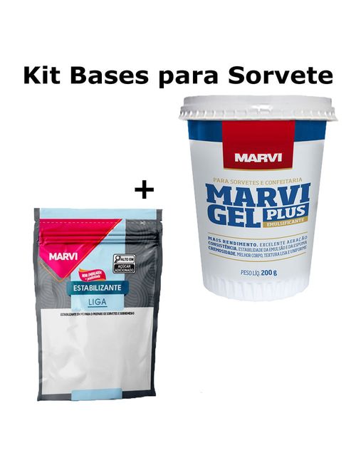 Kit Bases para Sorvete Emulsificante 200g + Liga Neutra 100g - Marvi