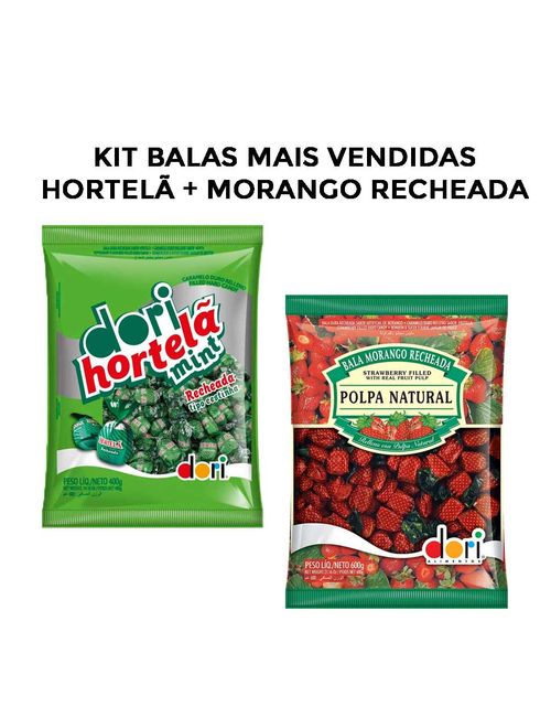 Kit Festa 2 Balas Recheadas Mais Vendidas -  Morango Polpa e Hortelã