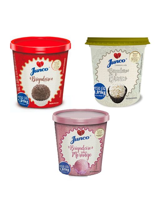 Kit Junco Pronto - Brigadeiro + Brigadeiro Branco + Morango 1,01kg