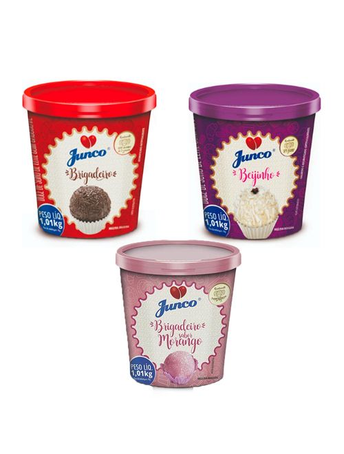Kit Junco Pronto - Brigadeiro + Beijinho + Morango 1,01kg