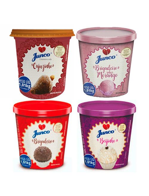 Kit Junco Pronto - Brigadeiro, Beijinho, Morango e Cajuzinho 1,01Kg - Junco
