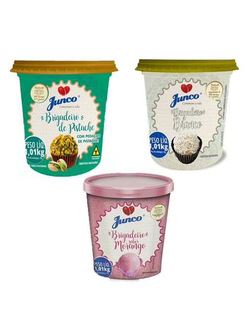 Kit Junco Pronto - Morango, Brig Branco e Pistache 1,01Kg - Junco