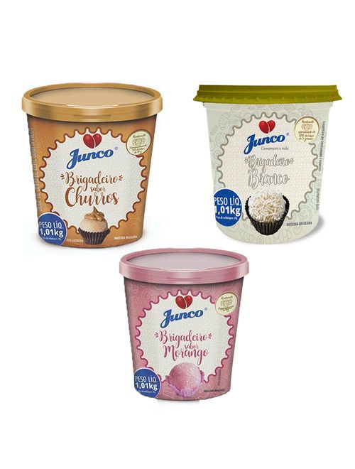 Kit Junco Pronto - Morango, Brig Branco e Churros 1,01Kg - Junco
