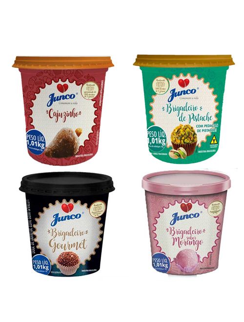 Kit Junco Pronto - Brig Gourmet, Pistache, Morango e Cajuzinho 1,01Kg - Junco