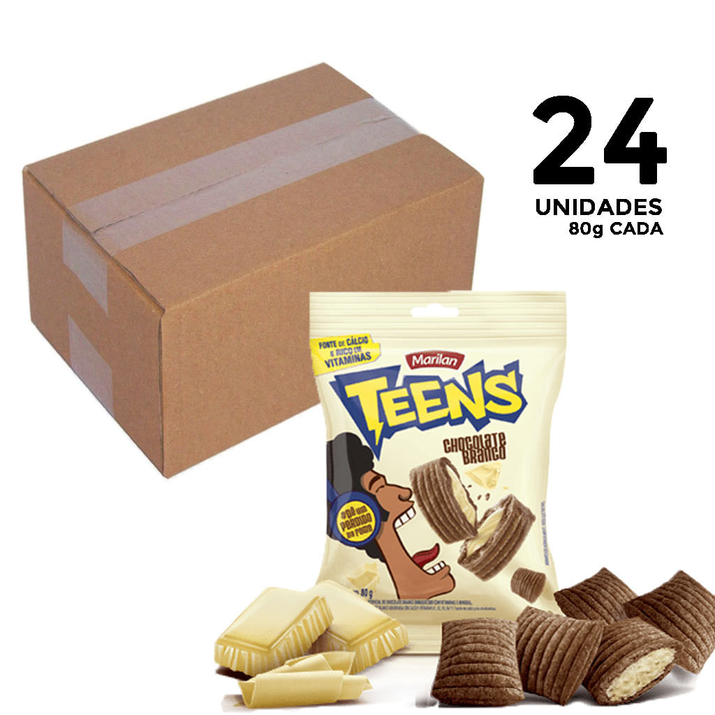 Kit Lanchinho c/3 Caixas Biscoito Recheado Teens Chocolate Branco 30g c/8 cada - Marilan