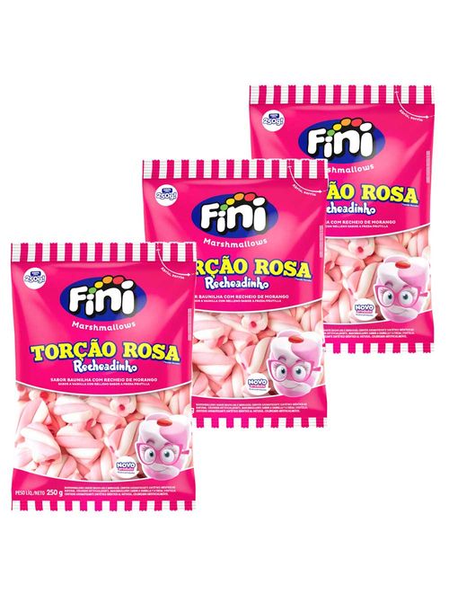Kit 3 Marshmallows Recheados Torção Rosa 250g - Fini