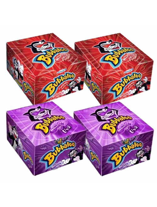 Kit com 4 caixas c/60 Chiclete Bubbaloo - 2 Morango +2 Uva