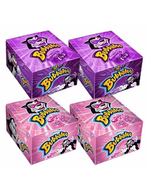 Kit com 4 caixas c/60 Chiclete Bubbaloo - 2 Fruta +2 Uva