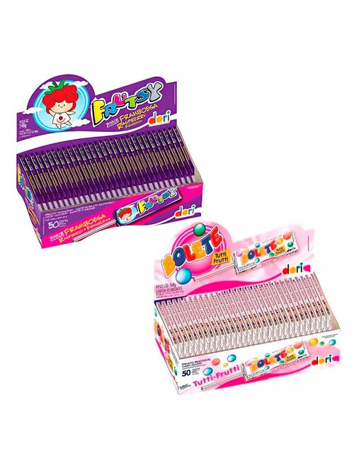 Kit 1 Pirulito Mastigável Bolete + 1 Pirulito Mastigável Frutsy Framboesa- Dori