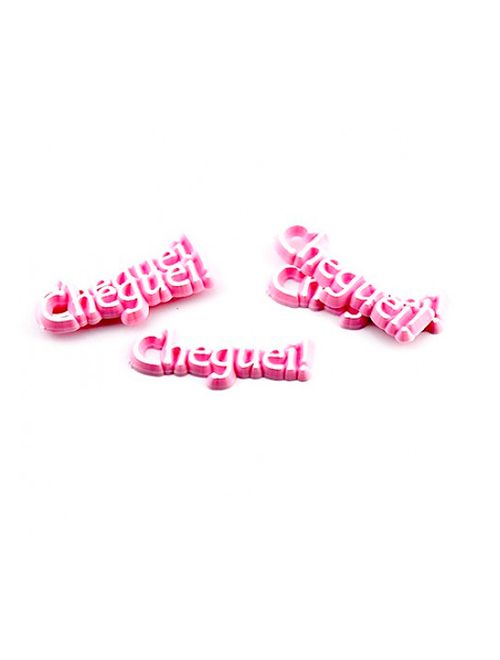 Aplique Placa Acrílica Cheguei Rosa c/12 - Florbras