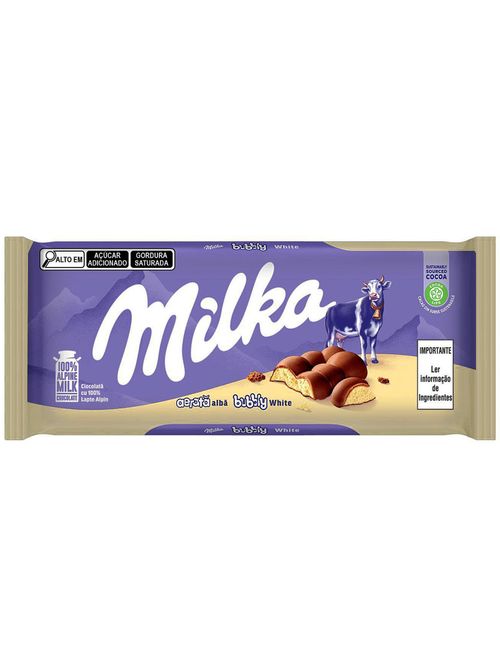 Tablete de Chocolate Aerado Bubbly Branco 95g - Milka