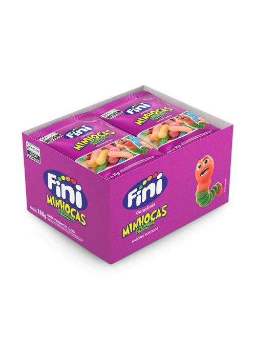 Mini Bala de Gelatina Minhoca Cítrica 15g c/12 - Fini