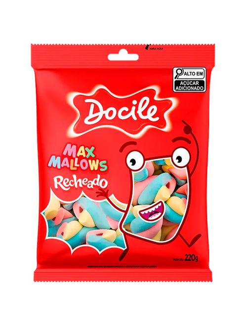 Marshmallow Torção Colorido Recheado 220g - Docile
