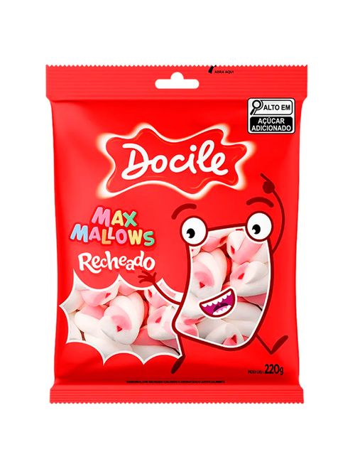 Marshmallow Torção Rosa Recheado 220g - Docile