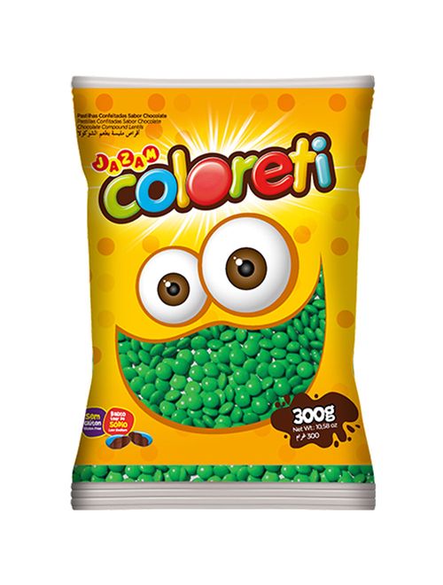 Confeito Chocolate Verde Coloreti 300g - Jazam
