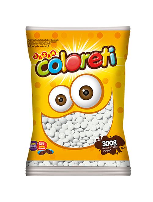 Confeito Chocolate Branco Coloreti 300g - Jazam